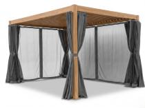 Drewnopodobna pergola na taras Nefir 2.0 3x4 + zasłony+ moskitiery - Woodlook
