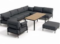 Nowoczesne modułowe meble tarasowe dla 8 osób szara tkanina Olefin Salve Slate 6 Comfort ze stolikiem