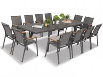 Zestaw obiadowy na taras stół rozkładany 160-240 cm i 12 krzeseł aluminium - Harmony Marla Antracite